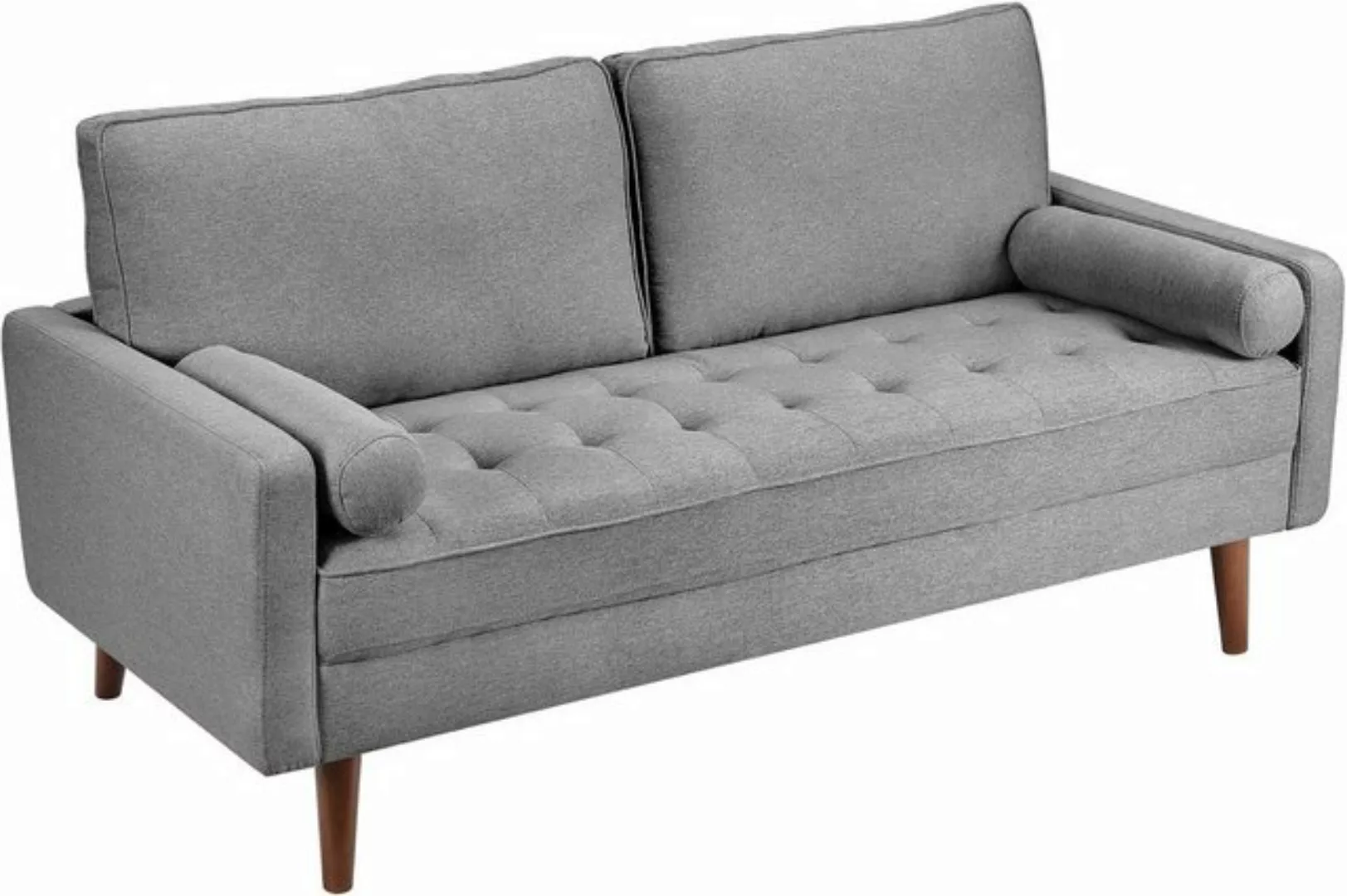 Vesgantti Sofa 2 Sitzer Sofa, Leinenstoff Couch 2 Wurfkissen m. Armlehne 17 günstig online kaufen