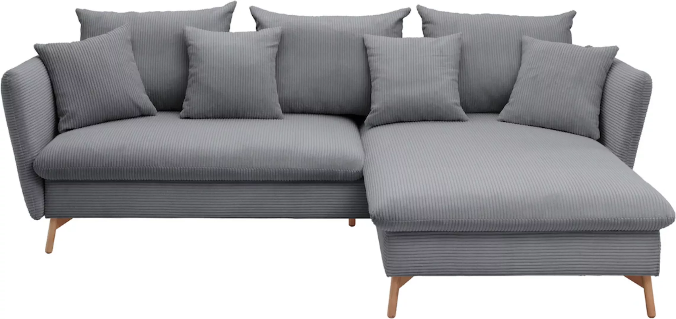 andas Ecksofa »MERLE, 258 cm, L-Form, traumhafter Cord,«, mit Bettfunktion günstig online kaufen