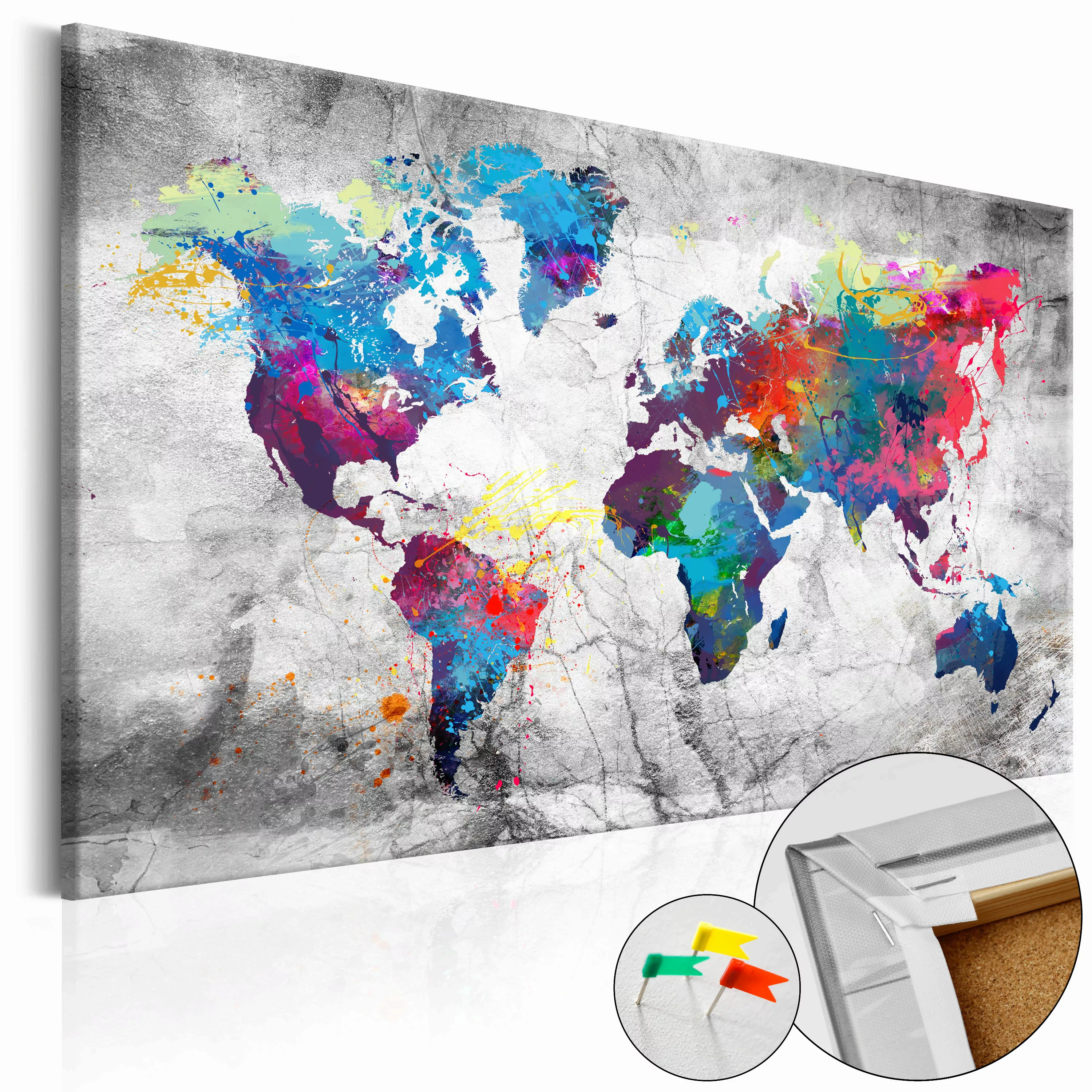 Korkbild - World Map: Grey Style [cork Map] günstig online kaufen