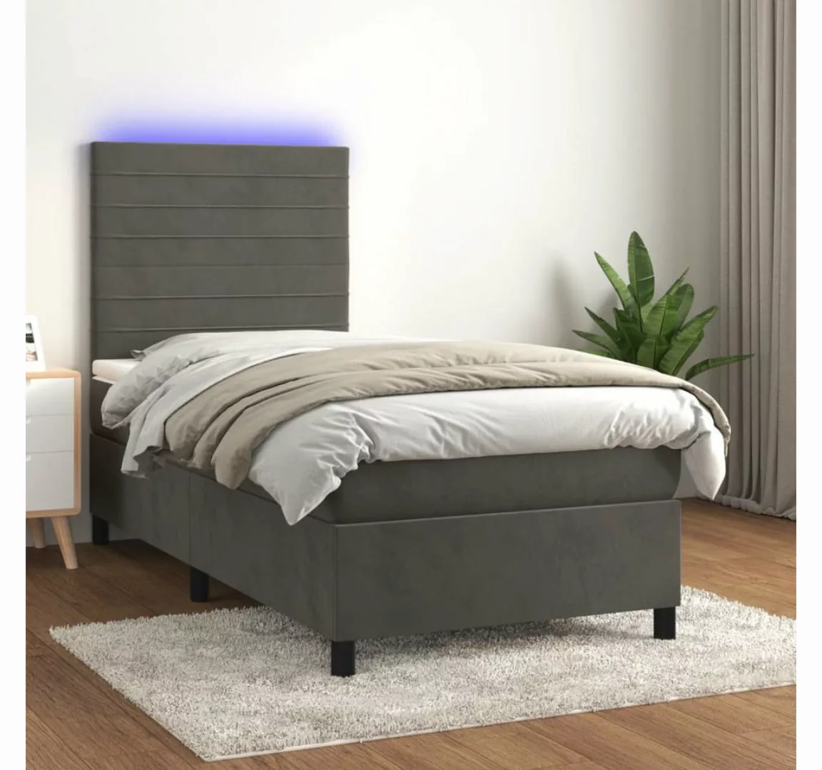 vidaXL Boxspringbett Boxspringbett mit Matratze & LED Samt (80 x 200 cm, Du günstig online kaufen