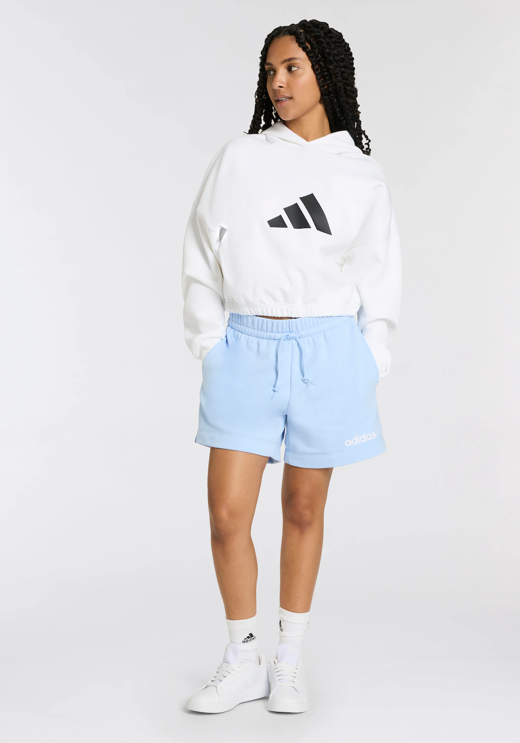 adidas Sportswear Shorts "W LIN FT SHO", (1 tlg.), Mitelhoher Bund mit Kord günstig online kaufen