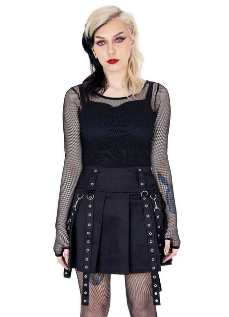 Heartless Plisseerock Louella Goth Nieten Ösen Gothic Riemen Plissiert Stra günstig online kaufen