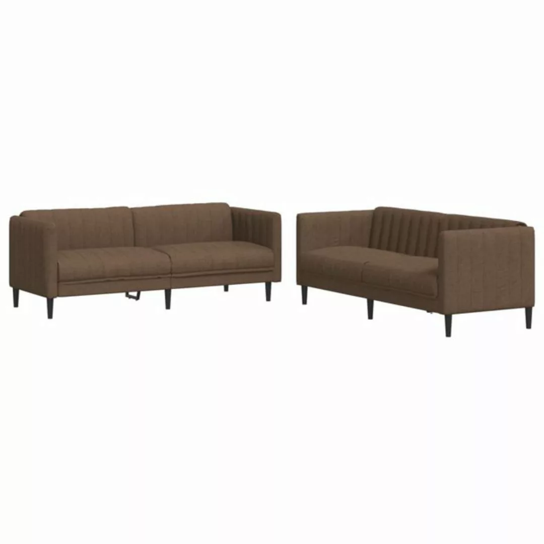 vidaXL Sofa Sofagarnitur Set mit Kissen Stoff, 2-tlg., Braun günstig online kaufen