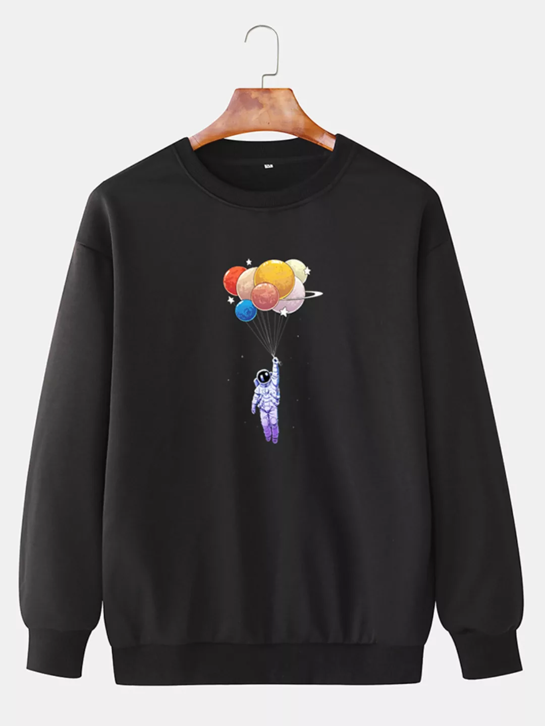 Herren Colorful Planet Astronaut Print Baumwolle Casual Pullover mit Rundha günstig online kaufen
