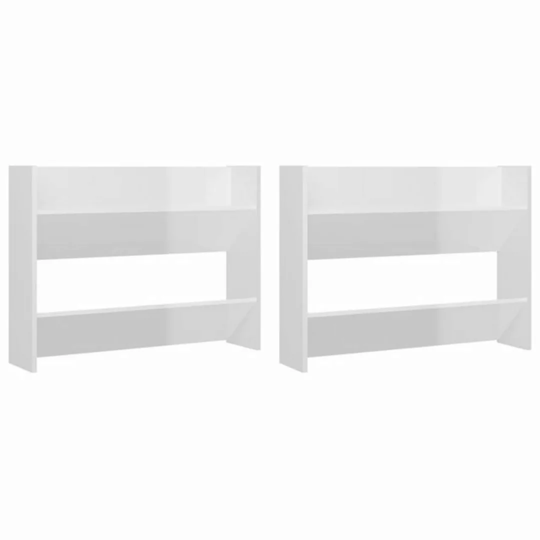 furnicato Hängeschuhschrank Wand-Schuhschränke 2 Stk. Hochglanz-Weiß 80x18x günstig online kaufen