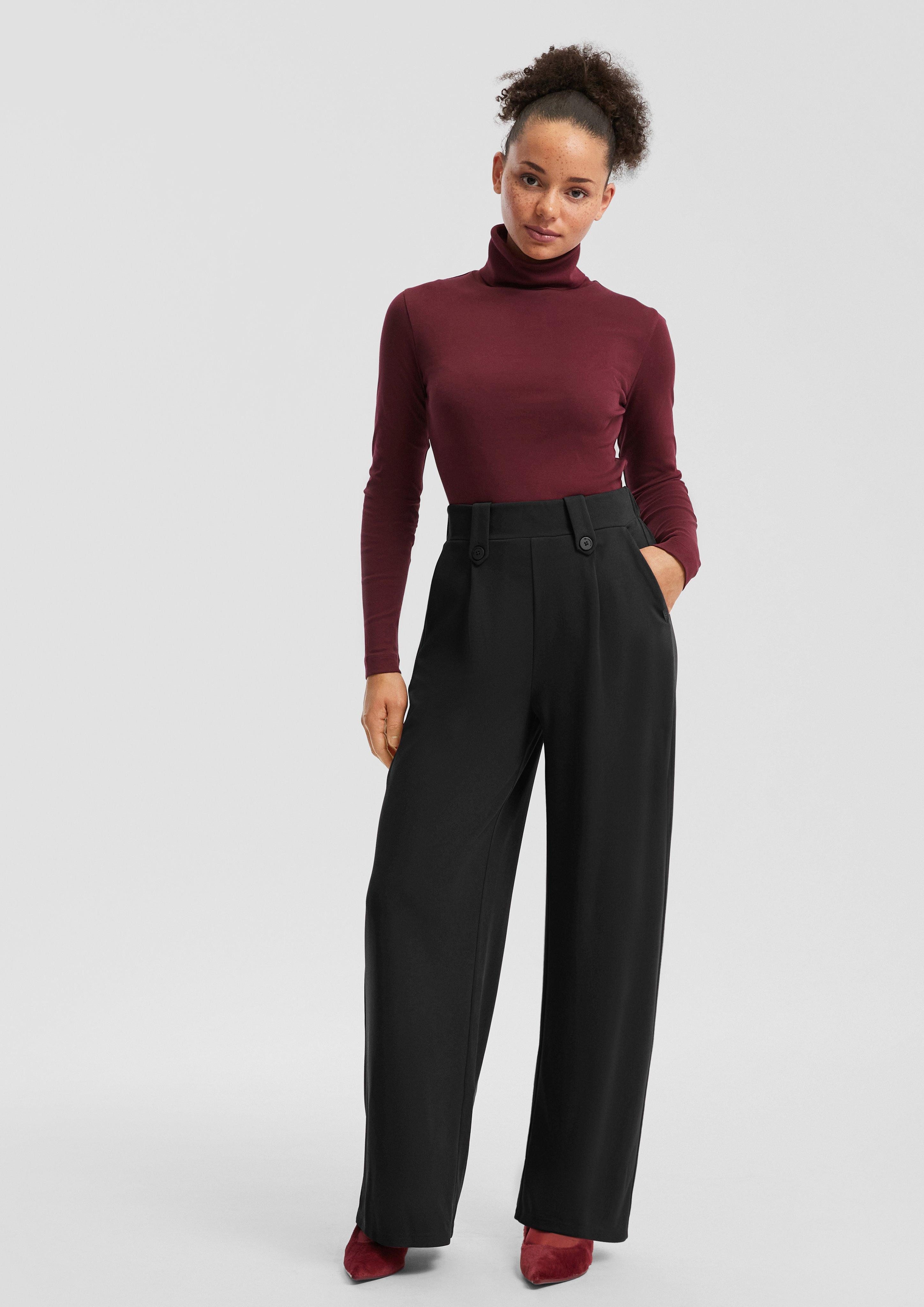 QS Stoffhose Wide-Leg Hose aus Interlockjersey günstig online kaufen