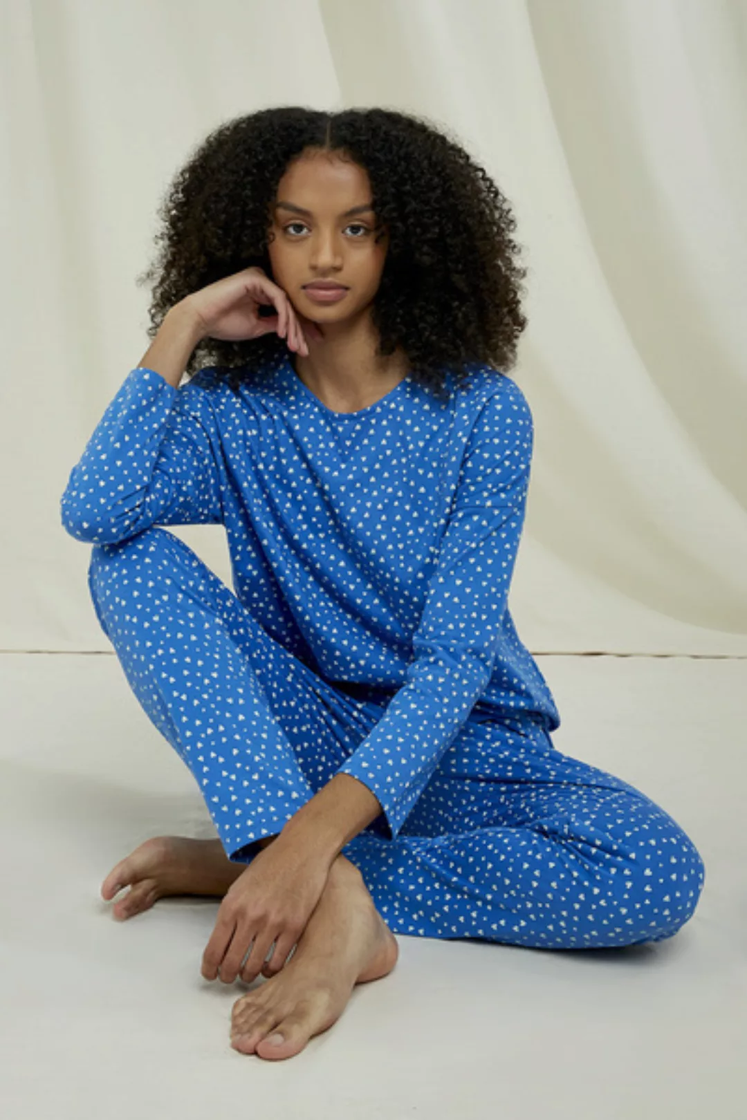 Pyjamaoberteil - Hearts Long Sleeve Top - Aus Biobaumwolle günstig online kaufen