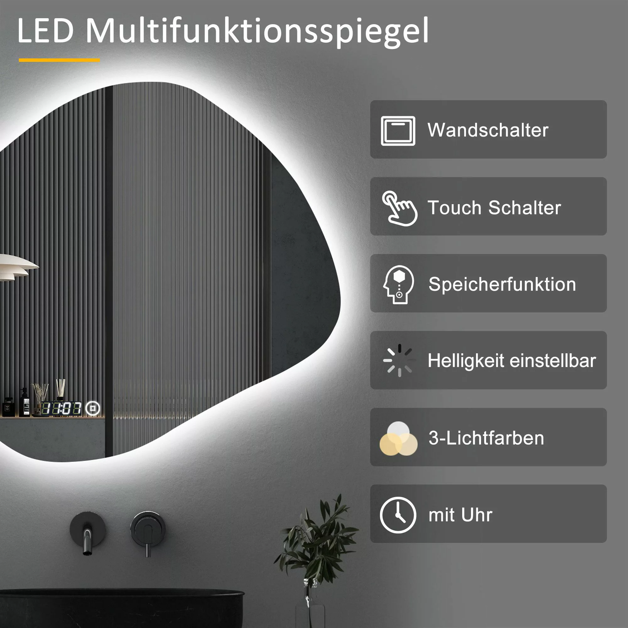 WDWRITTI Badspiegel Led 50x70 80x60 100x60 günstig online kaufen