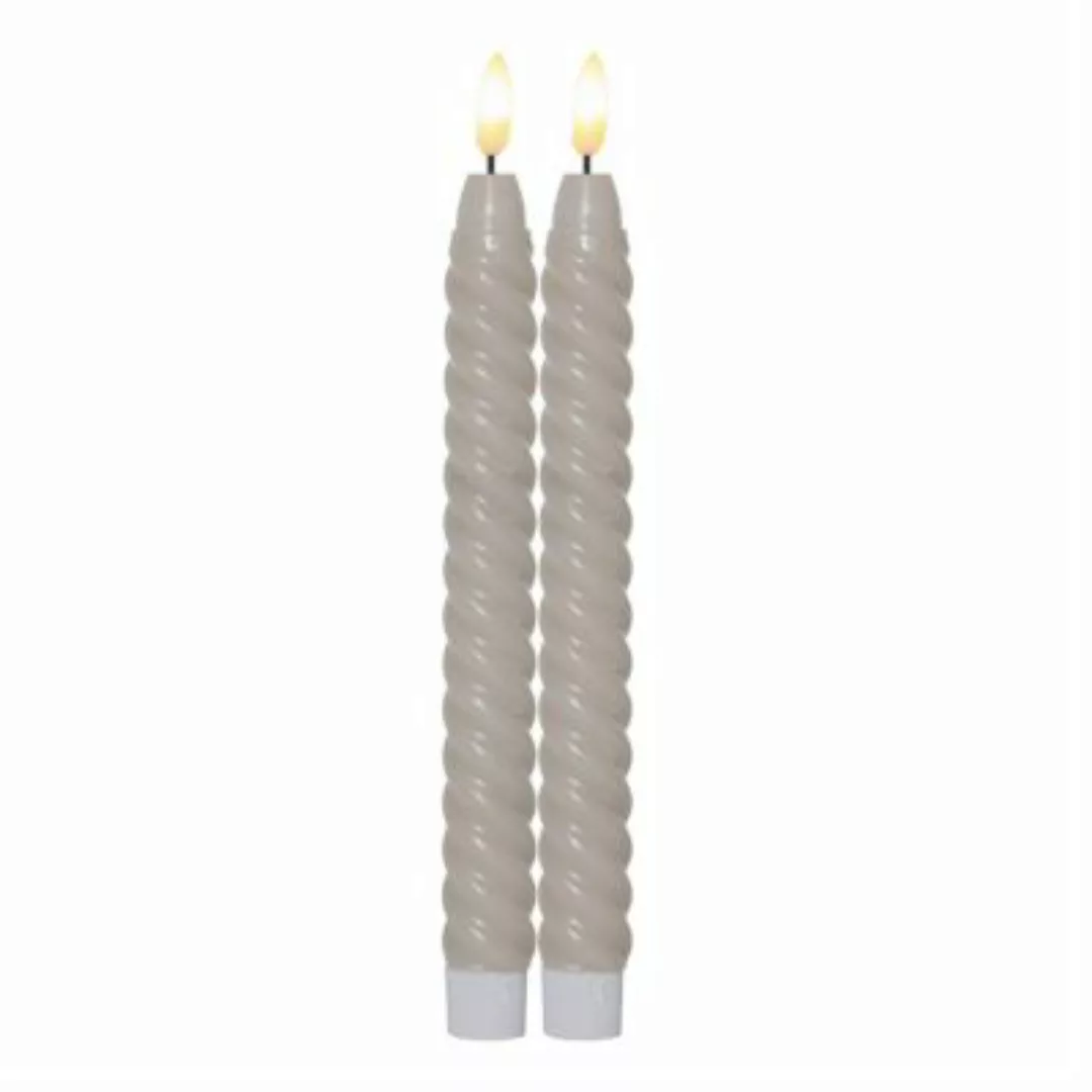 LED Stabkerzen SWIRL Tafelkerzen Echtwachs 2er Set creme günstig online kaufen