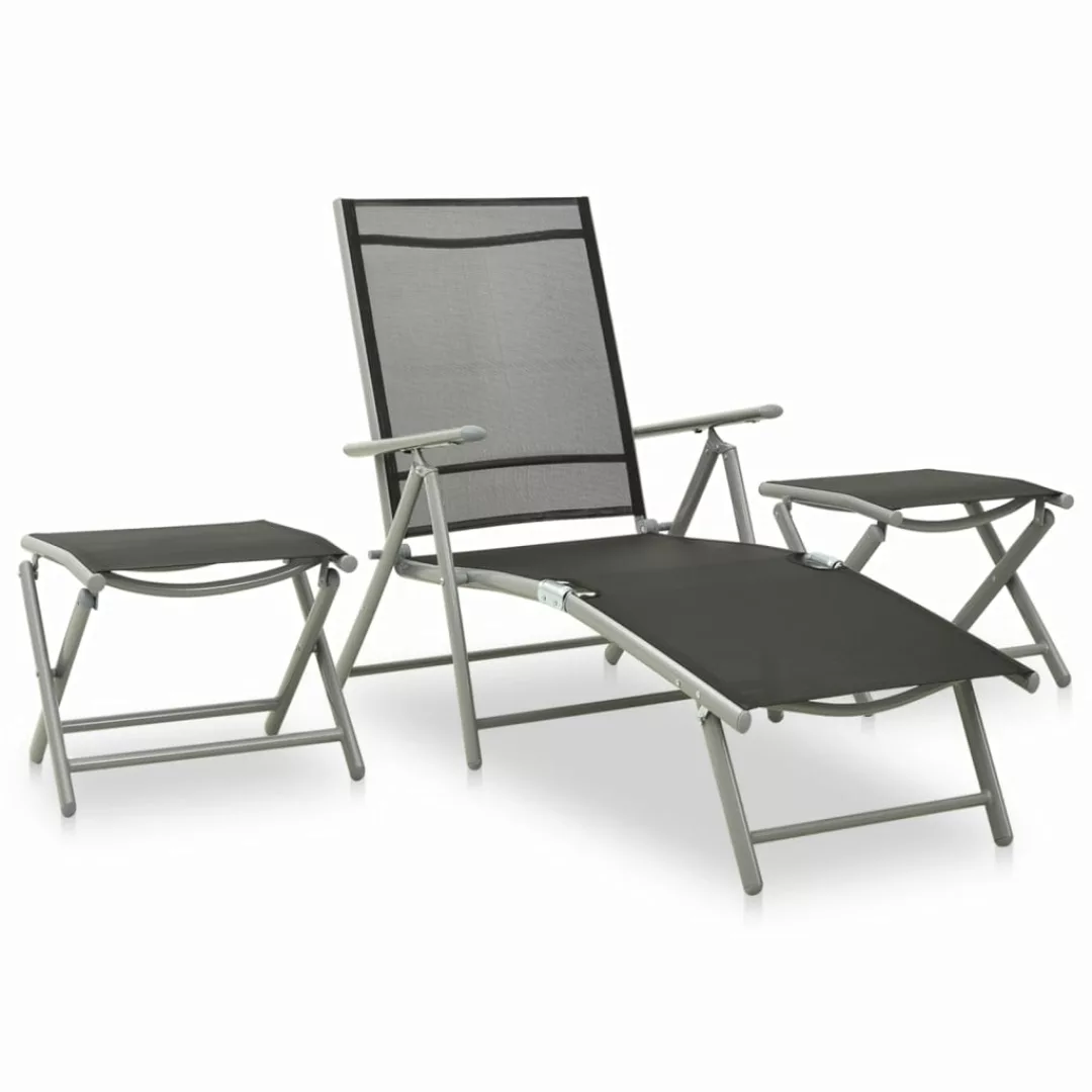 3-tlg. Garten-lounge-set Textilene Und Aluminium Silbern günstig online kaufen