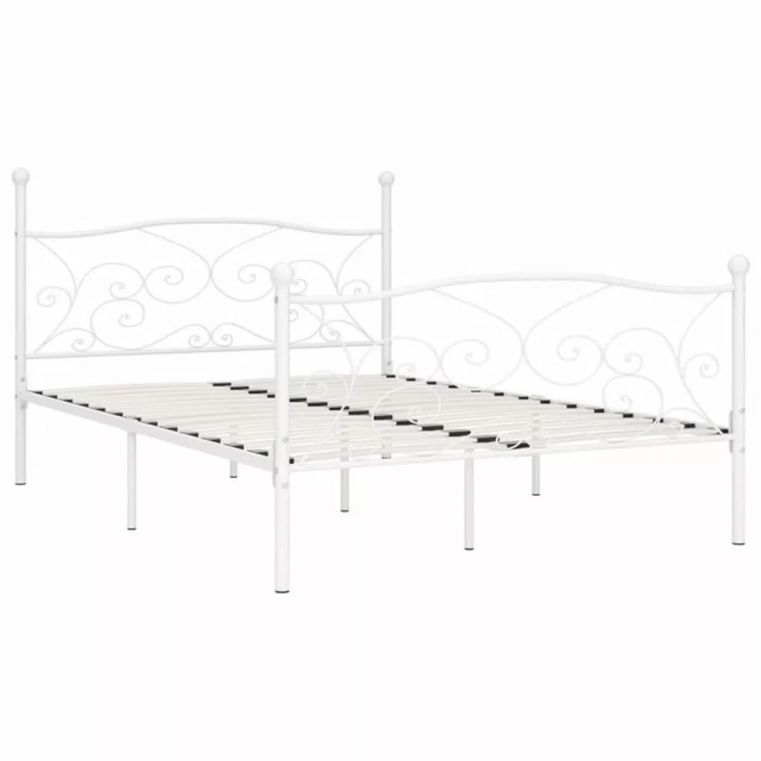 furnicato Bettgestell mit Lattenrost Weiß Metall 160 × 200 cm (1-tlg) günstig online kaufen