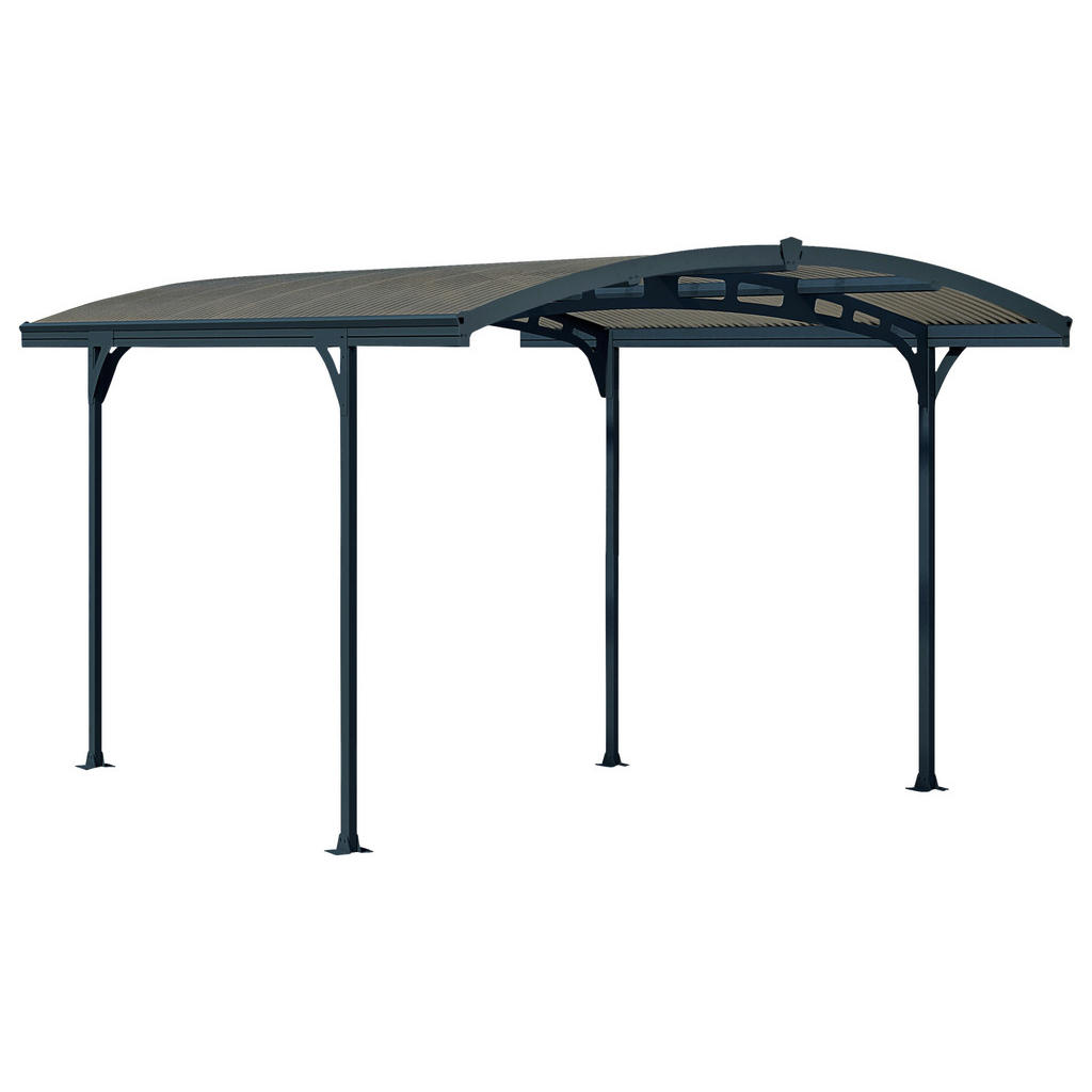 Palram Einzelcarport Atlas Aluminium mit Bogen 495 cm x 288 cm Basaltgrau günstig online kaufen