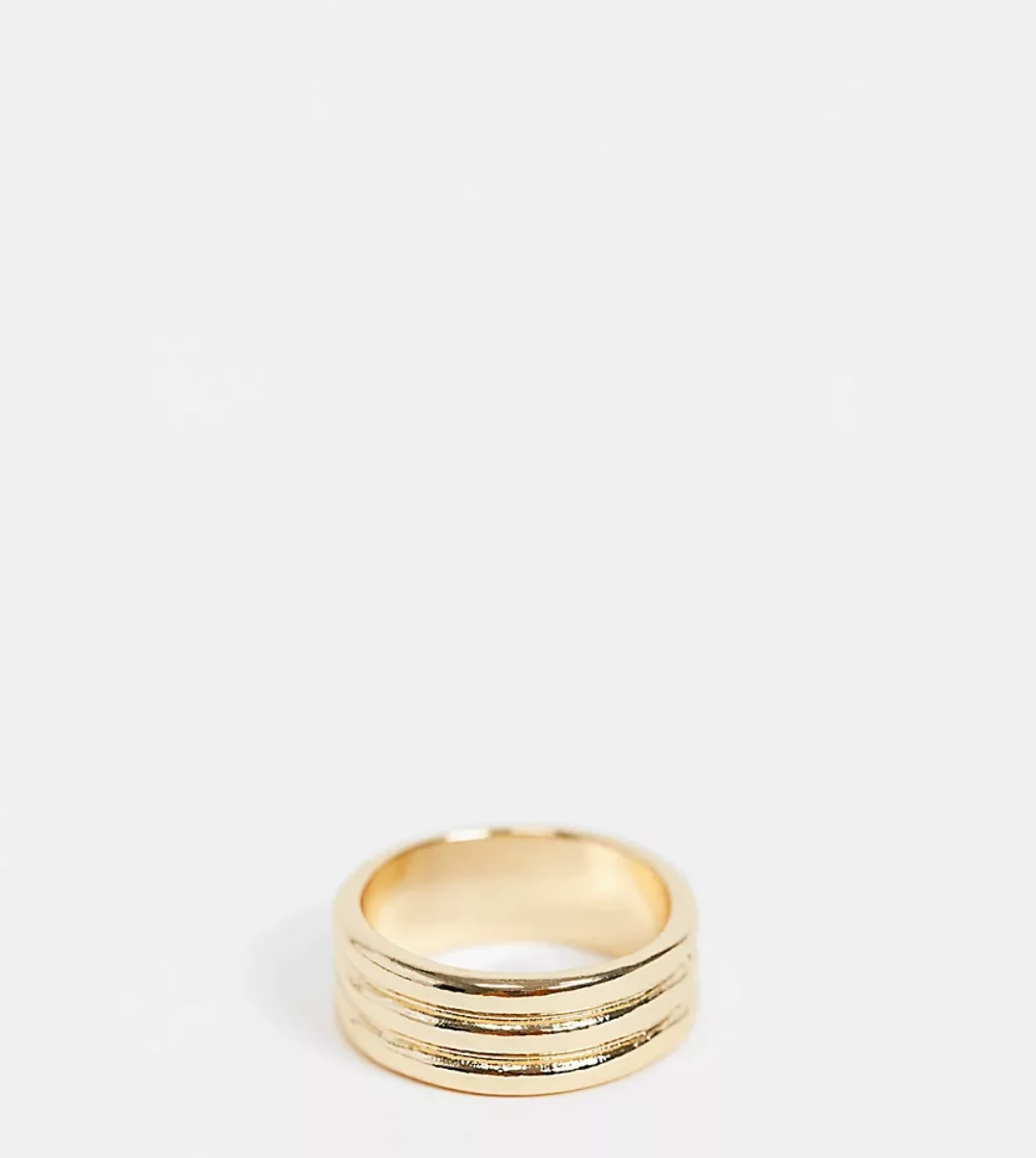 ASOS DESIGN Curve – Goldfarbener Ring mit dreifachem Rippendesign günstig online kaufen