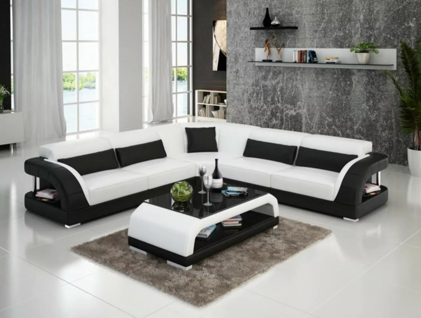 JVmoebel Ecksofa Couch Ecksofa Leder Wohnlandschaft Garnitur Design Modern, günstig online kaufen