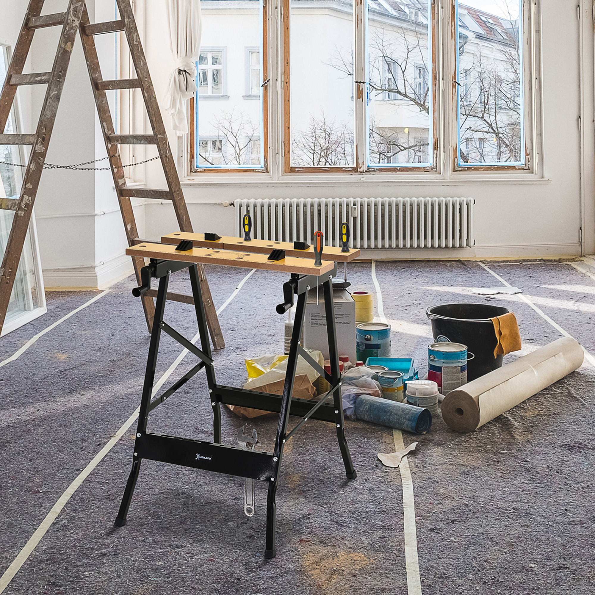 DURHAND Verstellbare Werkbank, Hobelbank, Werktisch, Stahl, MDF, Natur, Sch günstig online kaufen
