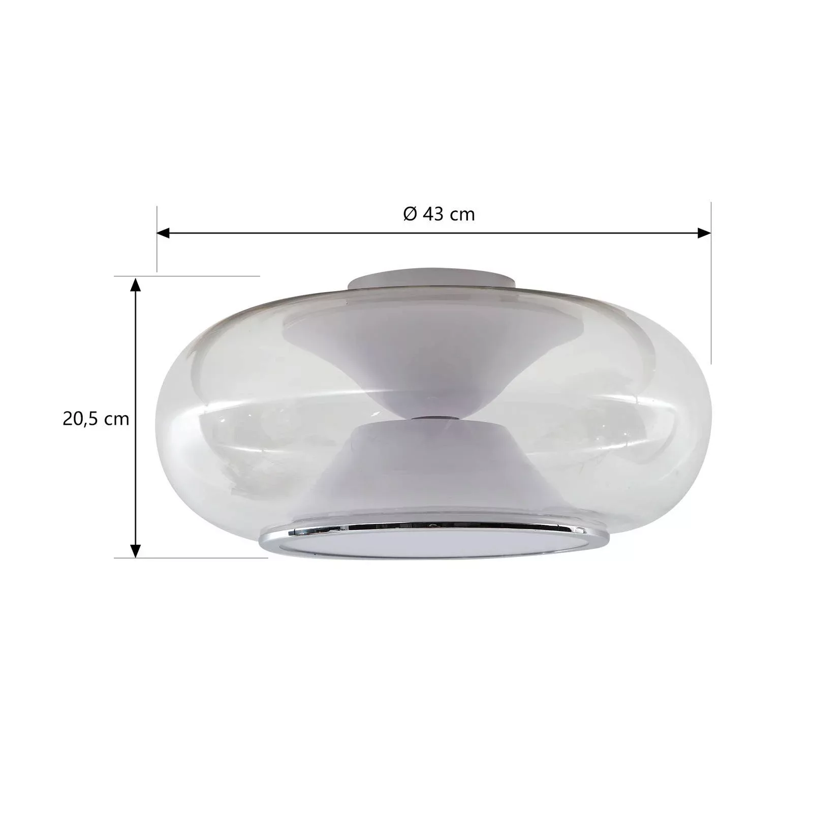 Lucande LED-Deckenleuchte Orasa, Glas, weiß/klar, Ø 43 cm günstig online kaufen