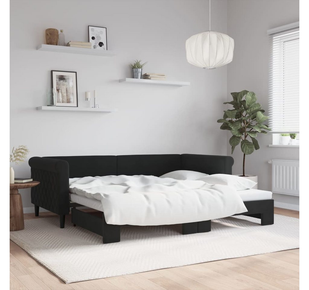 vidaXL Gästebett Gästebett Tagesbett Ausziehbar Schwarz 90x190 cm Samt Bett günstig online kaufen