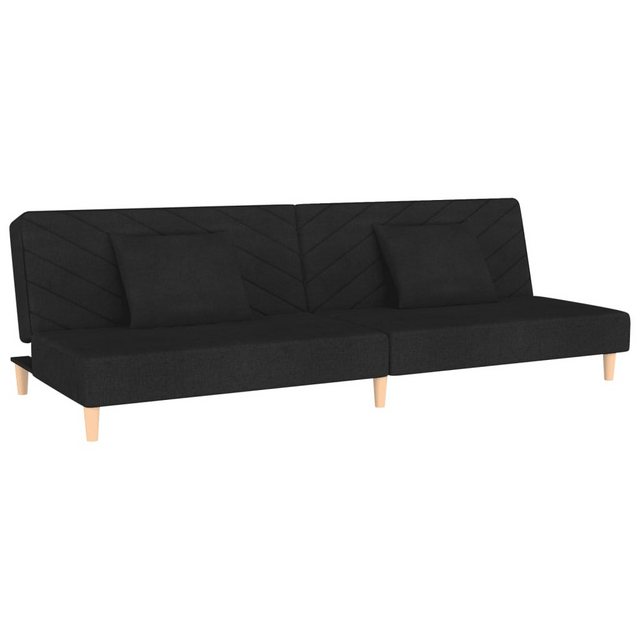 vidaXL Sofa Schlafsofa 2-Sitzer mit 2 Kissen Schwarz Stoff günstig online kaufen