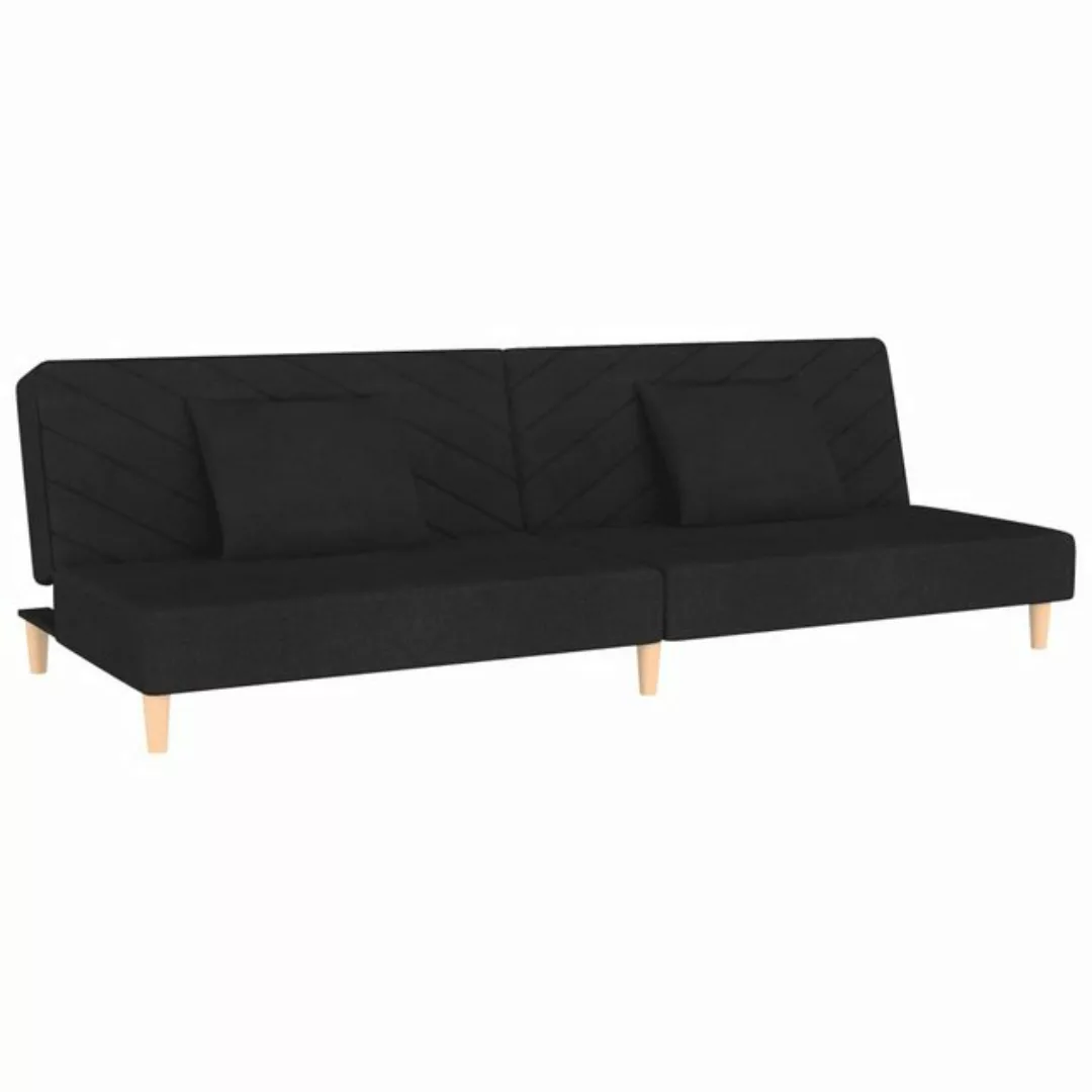 vidaXL Sofa, Schlafsofa 2-Sitzer mit 2 Kissen Schwarz Stoff günstig online kaufen