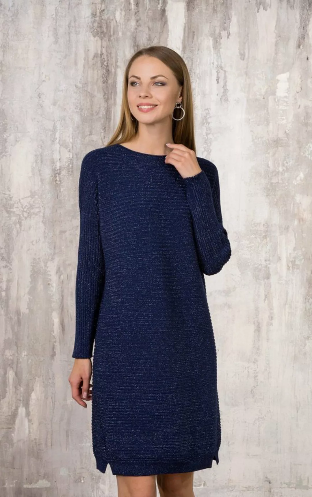 Passioni Strickkleid Strickkleid in blau oder Schwarz mit Glitzerdetails günstig online kaufen