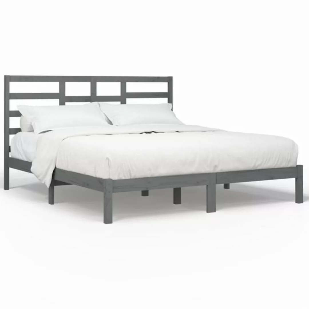 vidaXL Bettgestell Massivholzbett Grau 180x200 cm 6FT Super King Bett Bettg günstig online kaufen