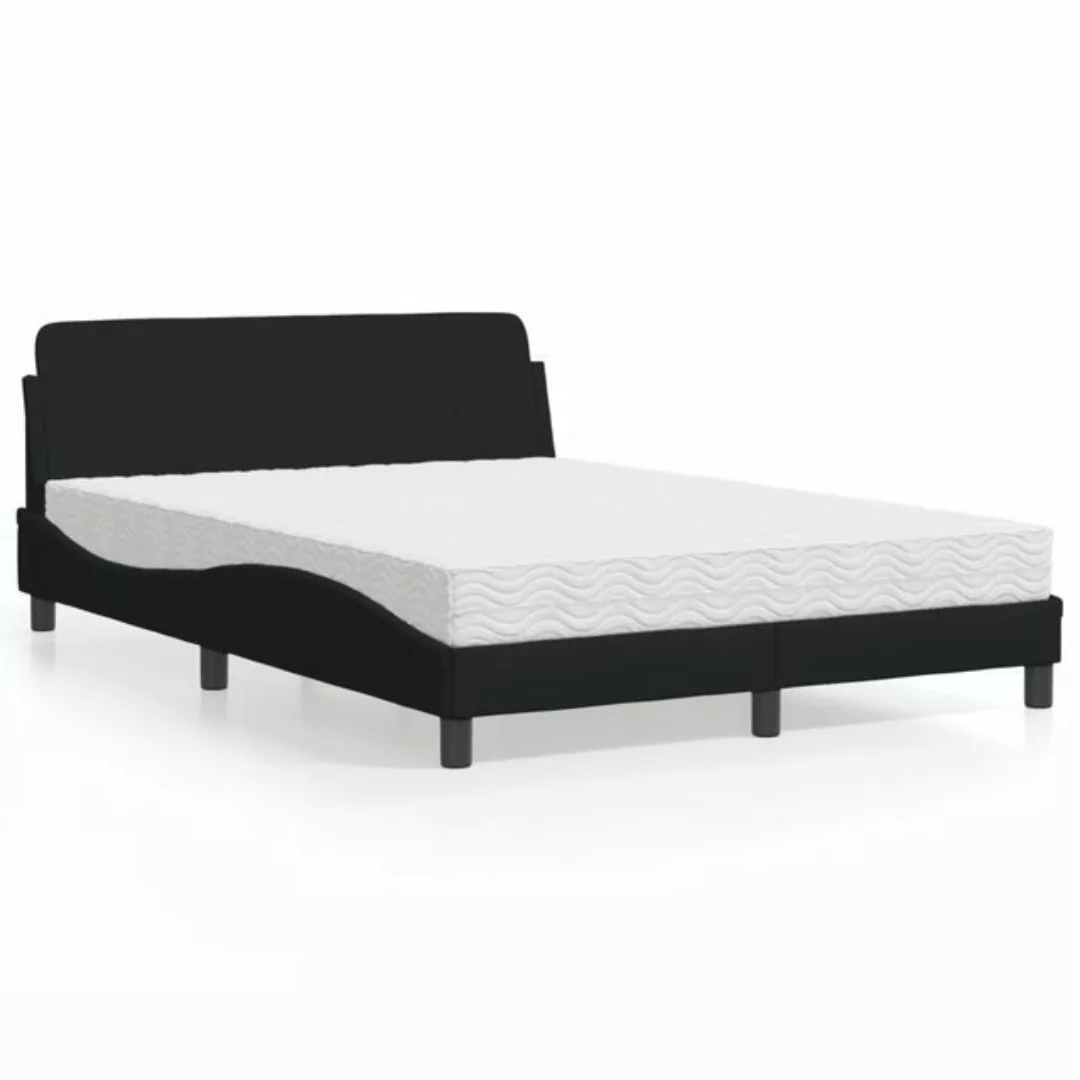 vidaXL Bett Bett mit Matratze Schwarz 140x200 cm Stoff günstig online kaufen
