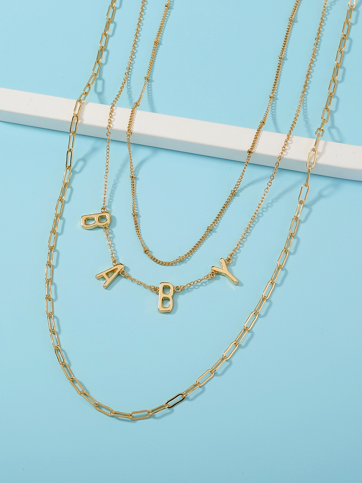 Gold Letter Decor Einfache Kette Design Layered Halskette günstig online kaufen