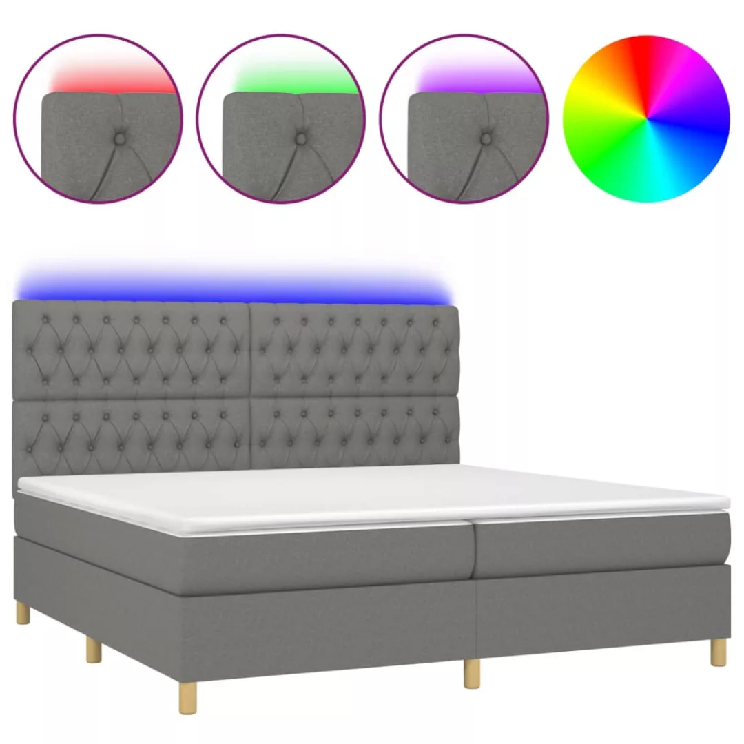 Vidaxl Boxspringbett Mit Matratze & Led Dunkelgrau 200x200 Cm Stoff günstig online kaufen