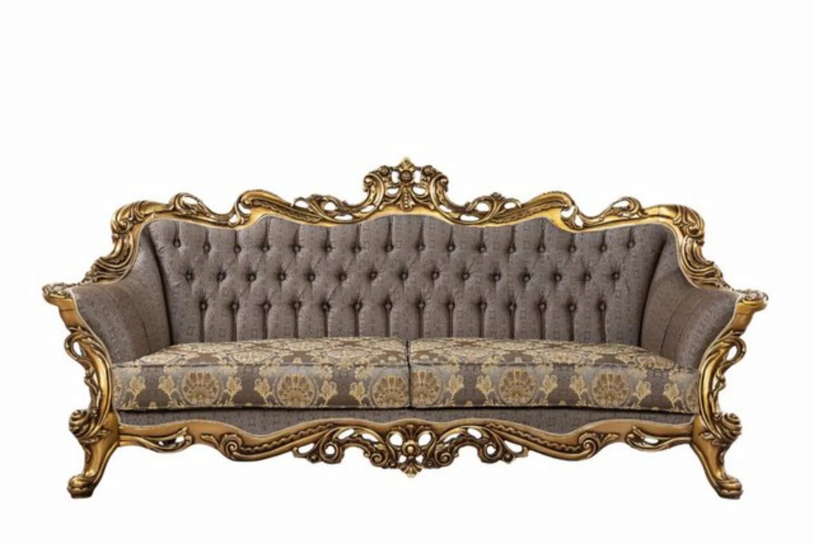 Xlmoebel Sofa Goldener Rahmen Chesterfield Dreisitzer Couch, Hergestellt in günstig online kaufen