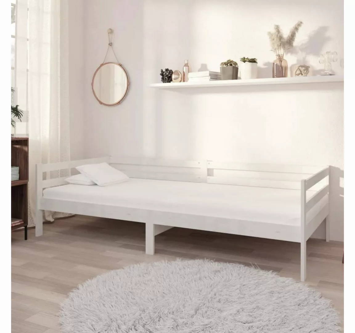 vidaXL Bett Tagesbett mit Matratze 90x200 cm Weiß Kiefer Massivholz günstig online kaufen