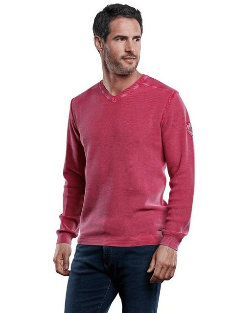 Engbers V-Ausschnitt-Pullover Baumwollpullover mit Rippstruktur günstig online kaufen