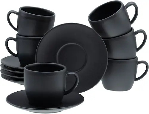 CreaTable Cappuccinotassen-Set Soft Touch schwarz Steinzeug 12 tlg. günstig online kaufen