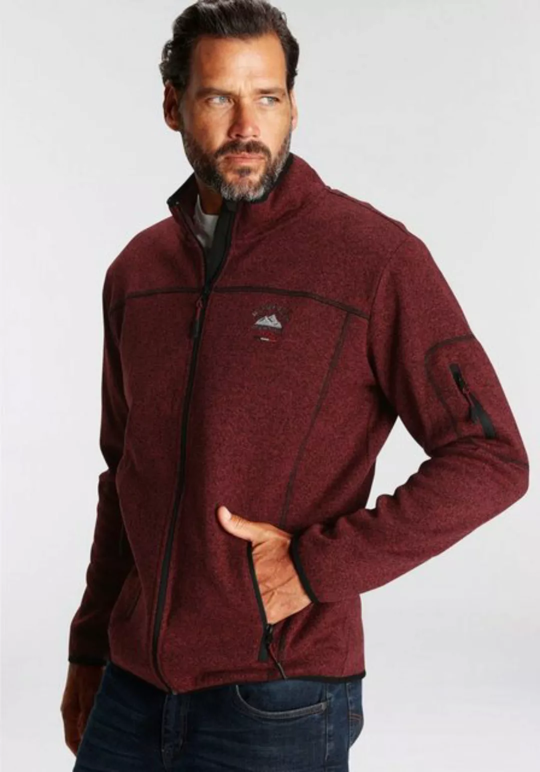 Man's World Strickfleecejacke mit modischen Ziernähten günstig online kaufen