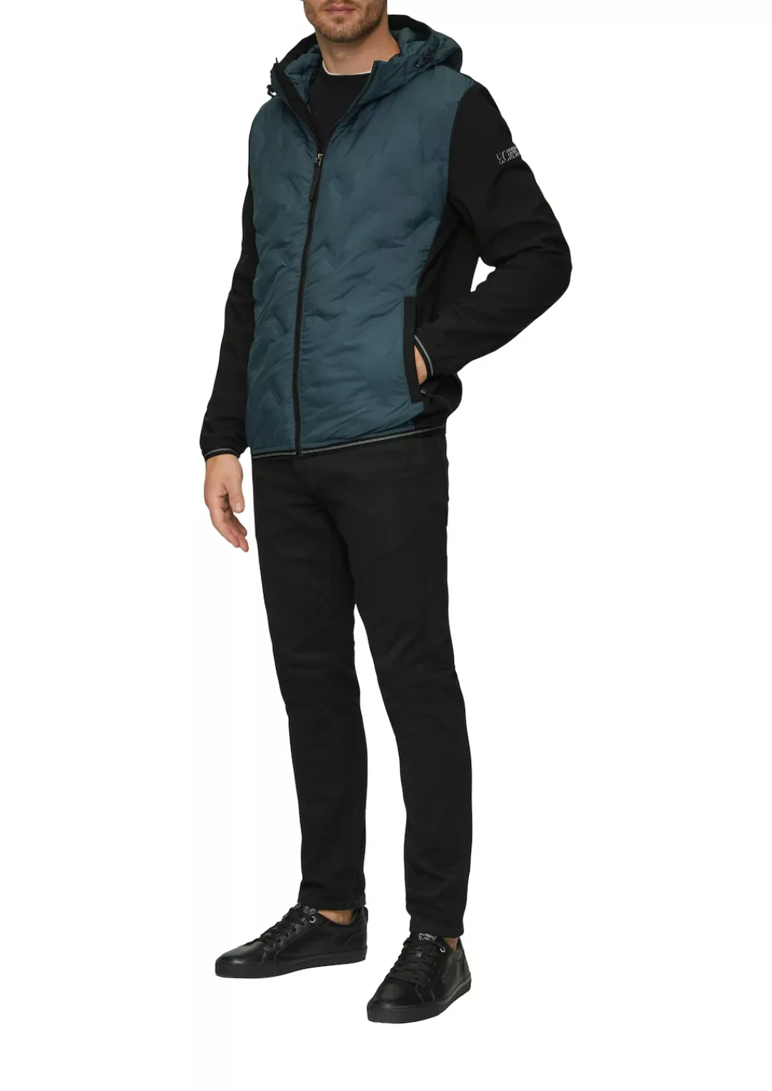 s.Oliver Steppjacke, mit Kapuze, mit Softshell-Ärmeln und Kapuze günstig online kaufen