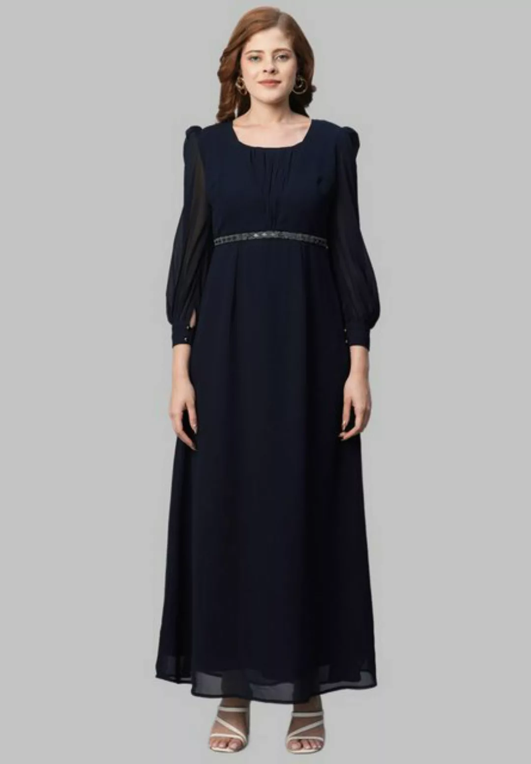 MISH Maxikleid Megan Plissee, Knopfdetail, bestickter Gürtel günstig online kaufen