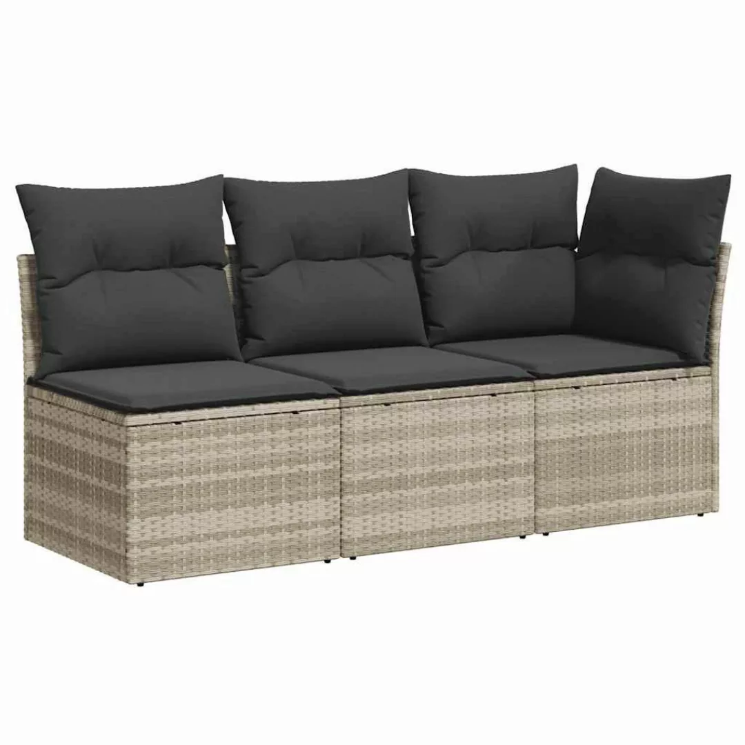 vidaXL Loungesofa Gartensofa mit Kissen 3-Sitzer günstig online kaufen