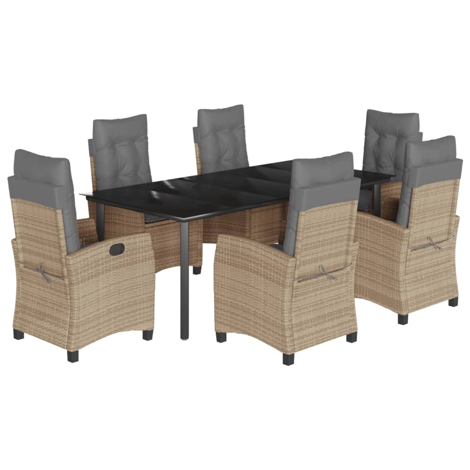 vidaXL 7-Tlg Garten-Essgruppe mit Kissen Beigemischung Poly Rattan 3212839 günstig online kaufen