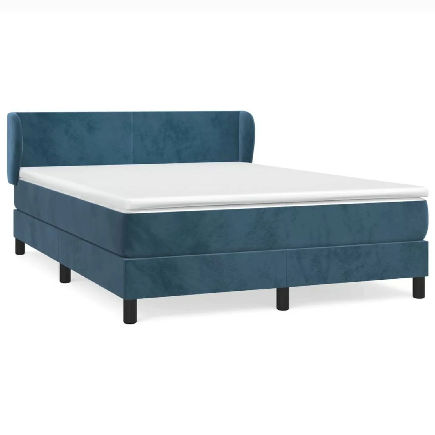 vidaXL Boxspringbett Boxspringbett mit Matratze Dunkelblau 140x200 cm Samt günstig online kaufen