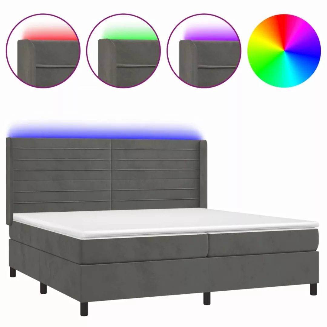 Vidaxl Boxspringbett Mit Matratze & Led Dunkelgrau 200x200 Cm Samt günstig online kaufen