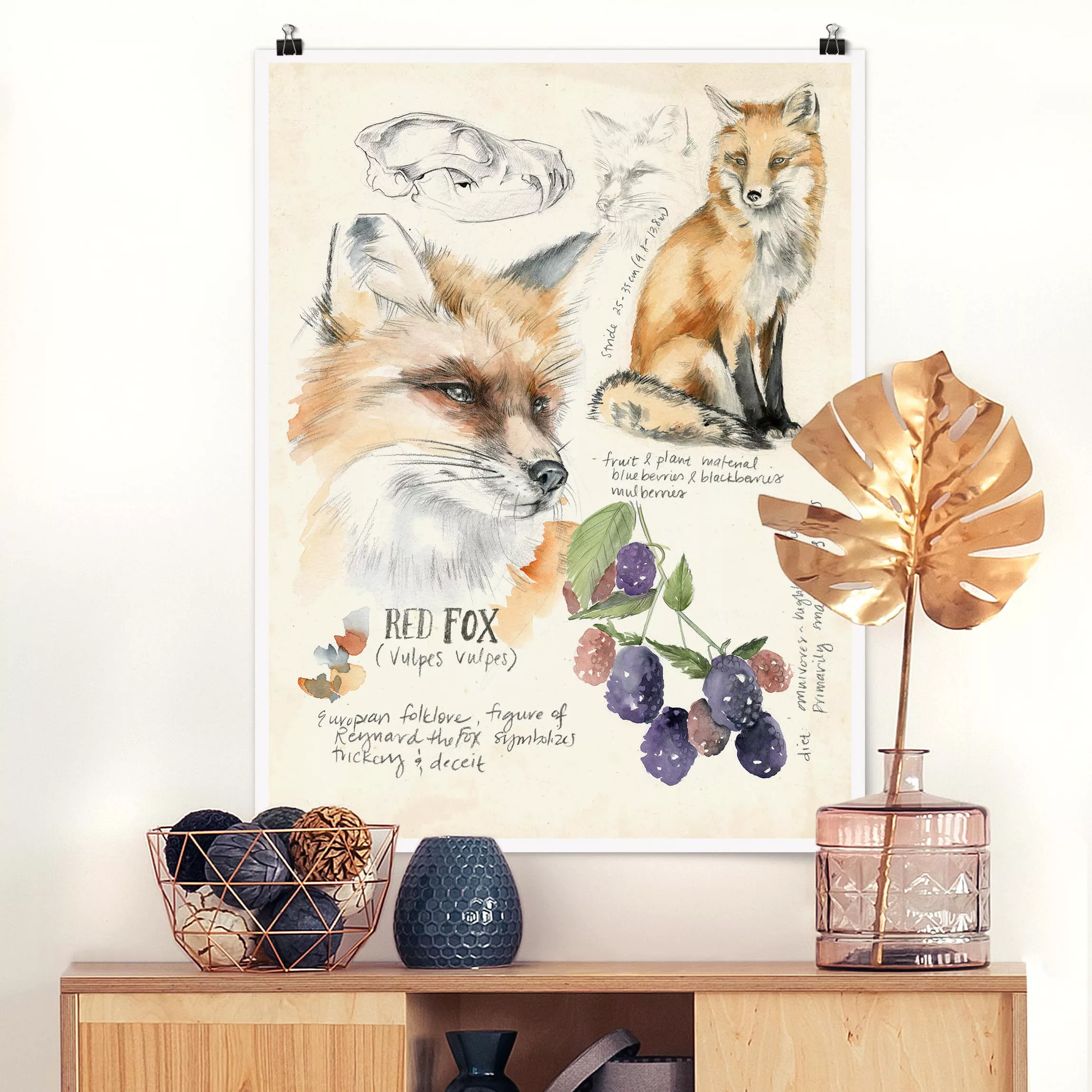 Poster Blumen - Hochformat Wildnis Journal - Fuchs günstig online kaufen