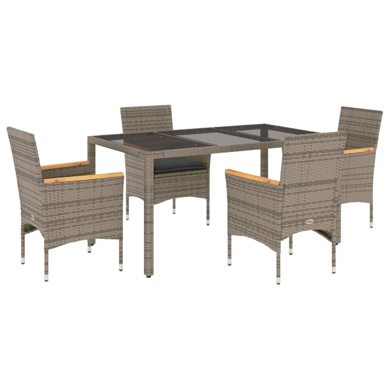 vidaXL 5-Tlg Garten-Essgruppe mit Kissen Grau Poly Rattan und Glas 3278653 günstig online kaufen