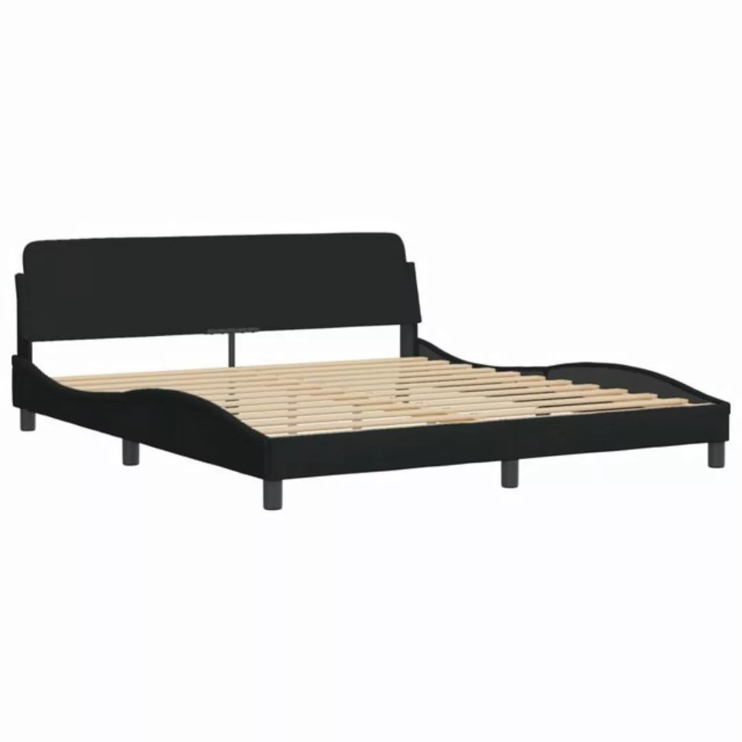 vidaXL Bettgestell Bettgestell mit Kopfteil Schwarz 180x200 cm Stoff Bett B günstig online kaufen