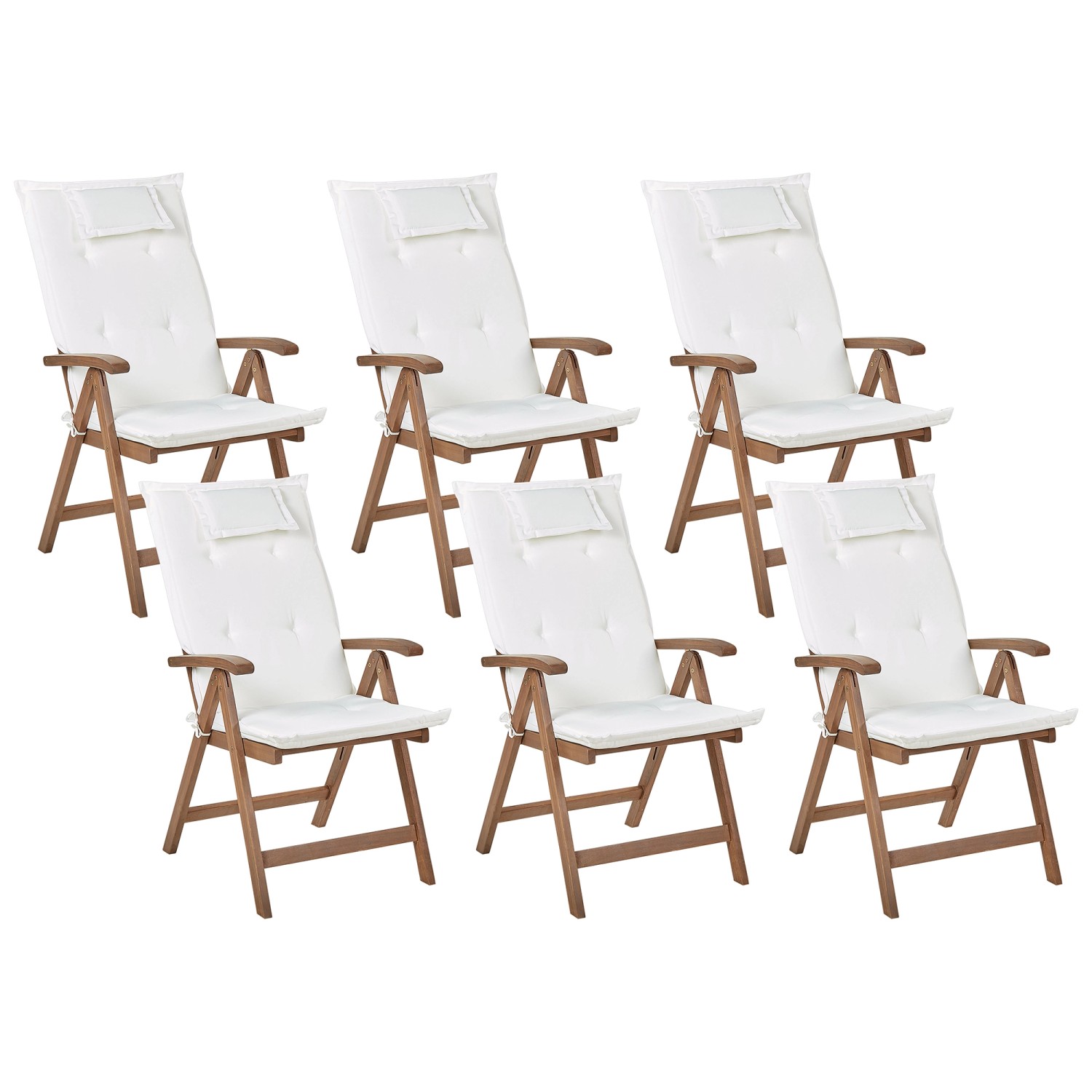 Beliani Gartenstuhl Dunkler Holzfarbton Weiss 69x54x105 günstig online kaufen