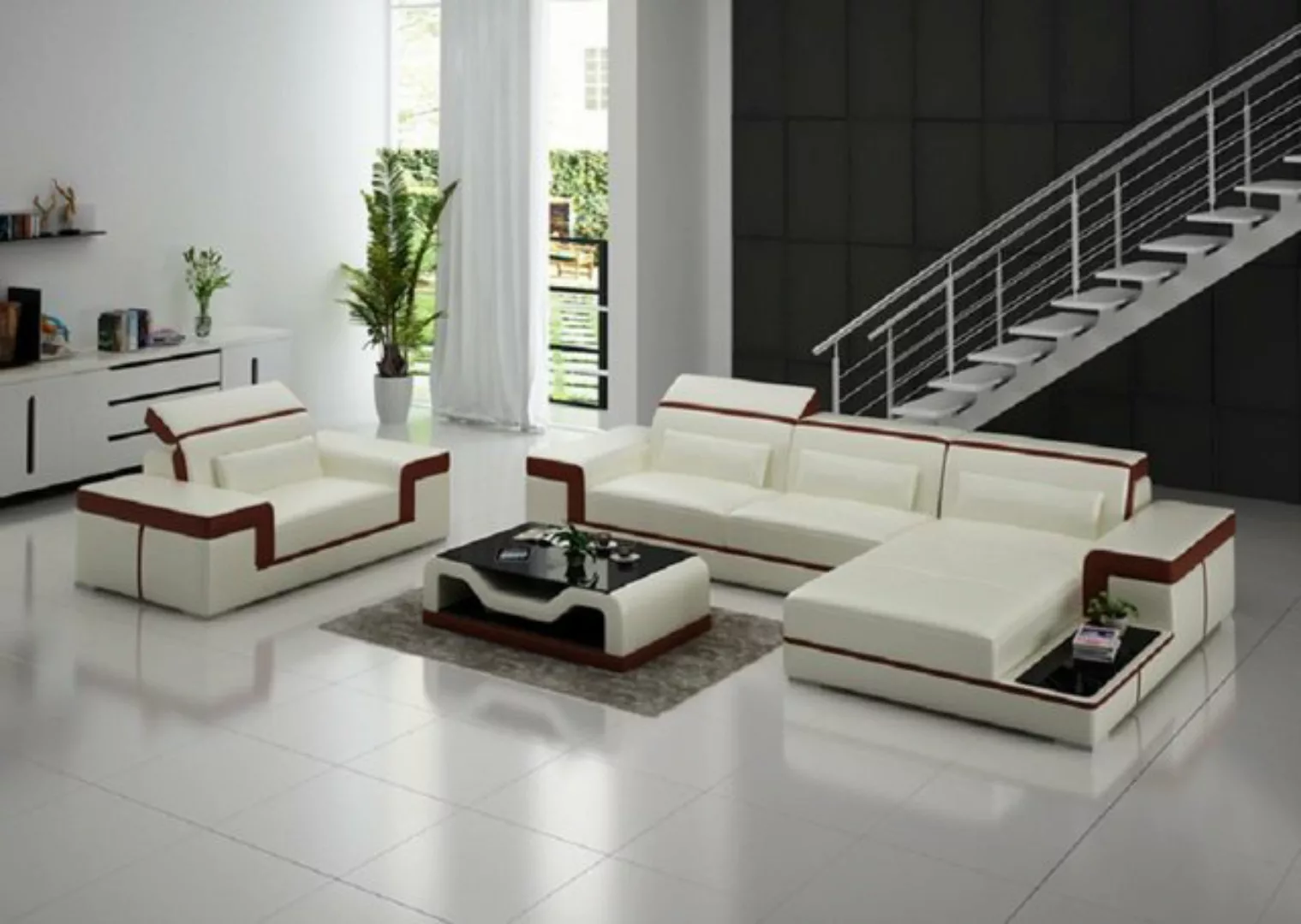 JVmoebel Ecksofa, Wohnlandschaft Ecksofa L-Form Sessel Set Modern Sofa Lede günstig online kaufen