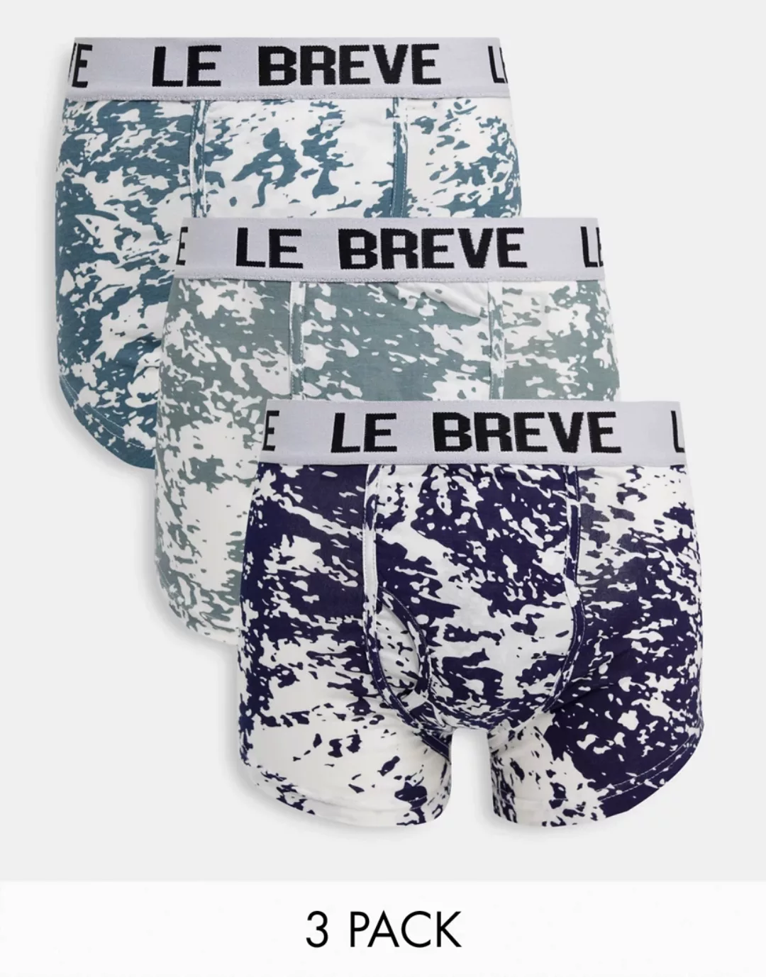 Le Breve – Unterhosen mit Batikmuster im 3er-Pack-Blau günstig online kaufen