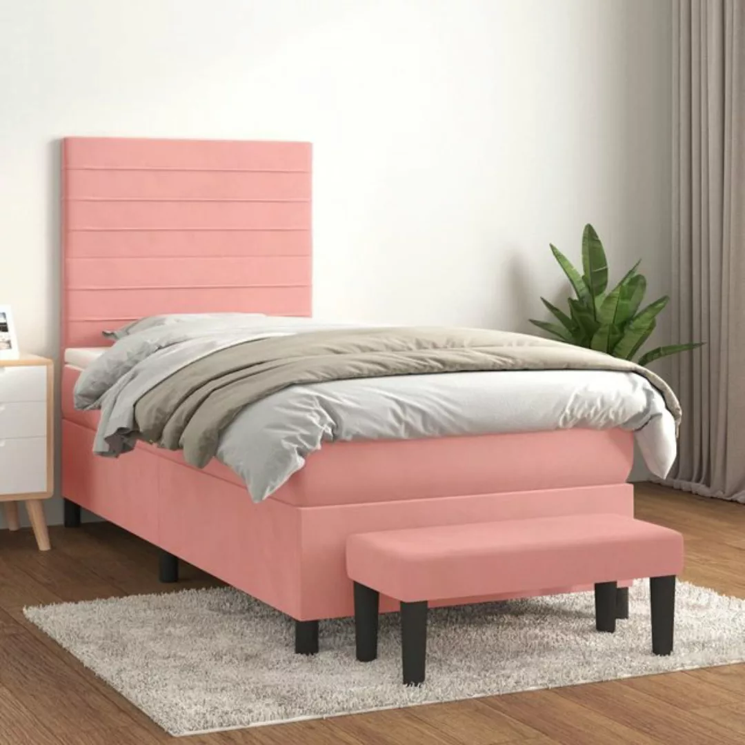 vidaXL Bett Boxspringbett mit Matratze Rosa 90x200 cm Samt günstig online kaufen