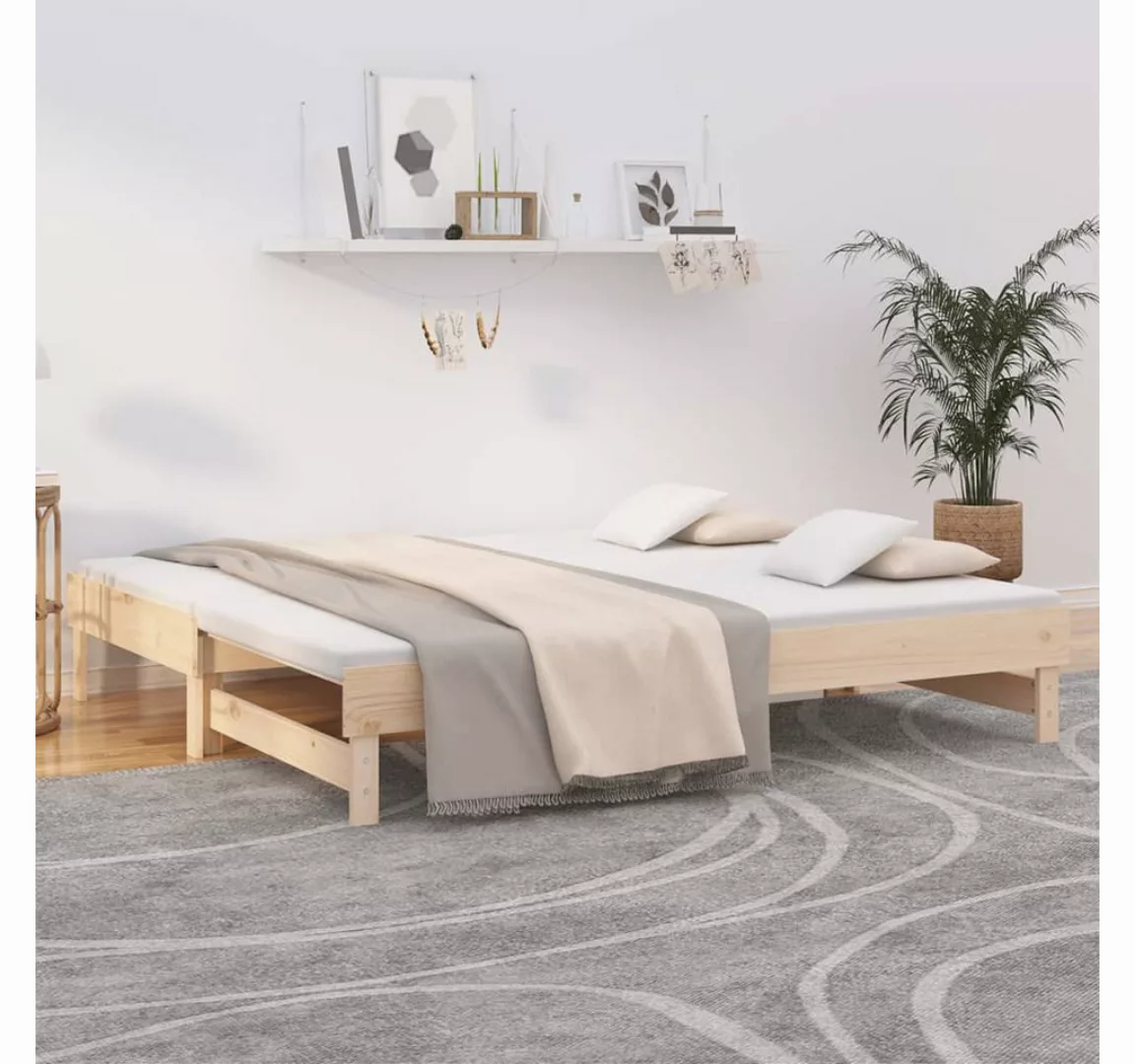 vidaXL Gästebett Gästebett Tagesbett Ausziehbar 2x75x190 cm Massivholz Kief günstig online kaufen