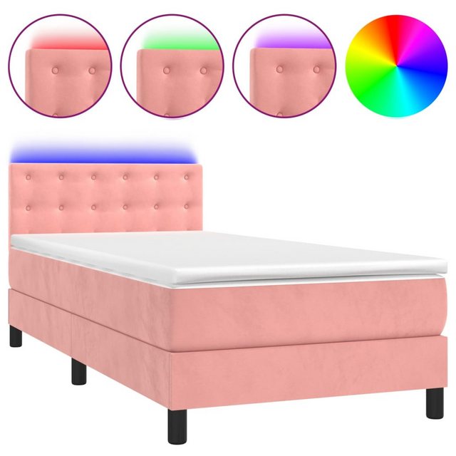 vidaXL Boxspringbett Bett Boxspringbett mit Matratze & LED Samt (90 x 190 c günstig online kaufen