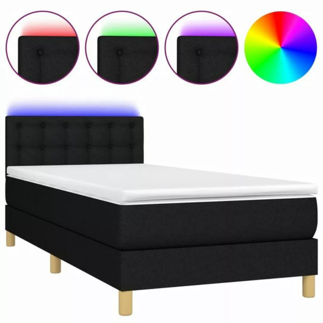 vidaXL Boxspringbett Boxspringbett mit Matratze LED Schwarz 80x200 cm Stoff günstig online kaufen