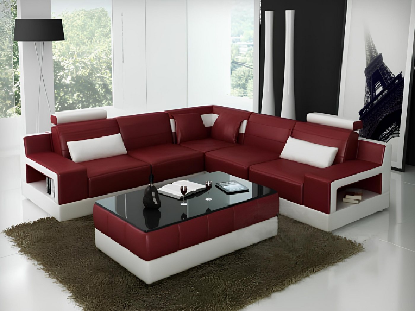 Xlmoebel Ecksofa Ledercouch mit USB-Ecke, modernes Schlafsofa mit Bettfunkt günstig online kaufen